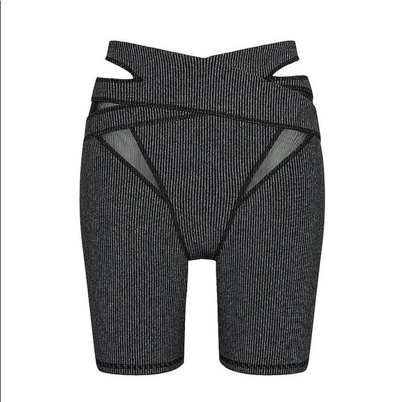 New FOR LOVE & LEMONS x Victoria’s Secret Cutout Ribbed Biker Shorts in Grey - Picture 1 of 10